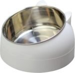 طقم وعاء قطط ستانلس ستيل 2 حبات من Emlstyle – أوعية طعام وماء 200 مل باللونين الأسود والأبيض - Image 3