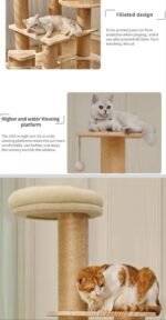 ⁦شجرة قطط خشبية كبيرة من خشب صلب متين – مكان لعب واستراحة للقطط⁩ - الصورة ⁦7⁩