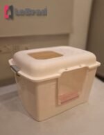 ⁦صندوق رمل كبير للقطط – ليتر بوكس واسع بسقف قابل للفتح اللون: أوف وايت وبينك (مستخدم)⁩ - الصورة ⁦2⁩