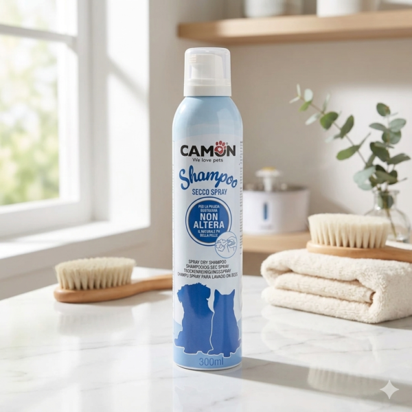 شامبو جاف للكلاب والقطط من CAMON بدون غسيل – سبراي تنظيف سريع 300 مل