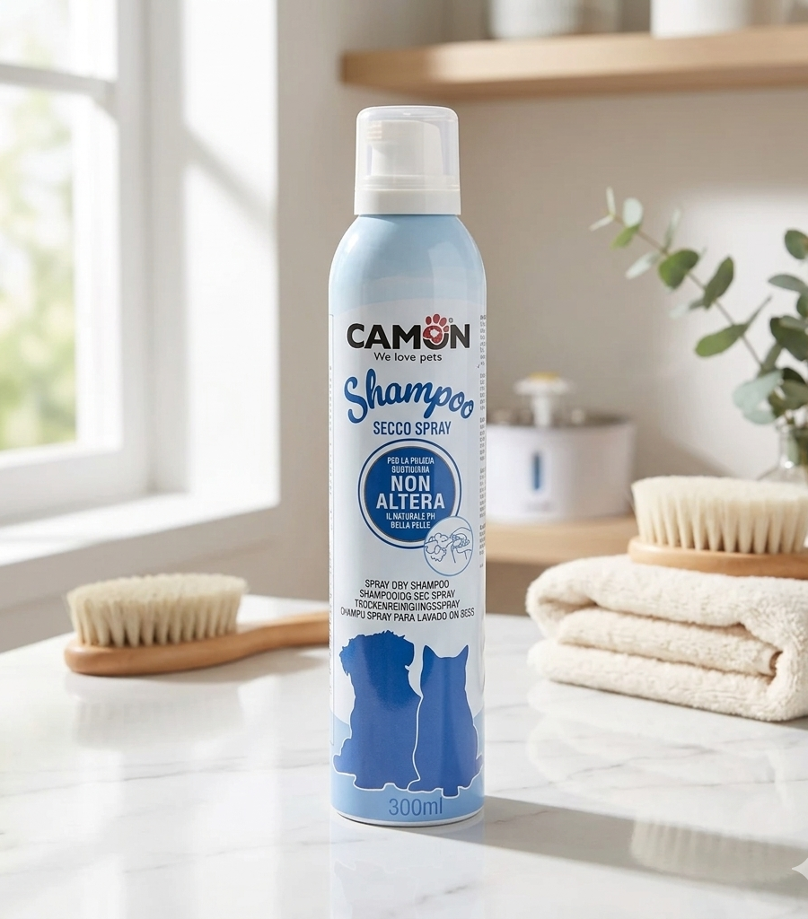 شامبو جاف للقطط والكلاب من CAMON بدون غسيل – سبراي تنظيف سريع 300 مل