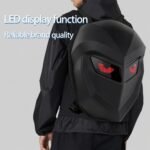 قناع روبوت ذكي LED أسود بتصميم مستقبلي وعيون رقمية مضيئة