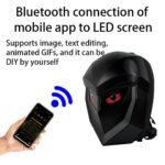 قناع روبوت ذكي LED أسود بتصميم مستقبلي وعيون رقمية مضيئة
