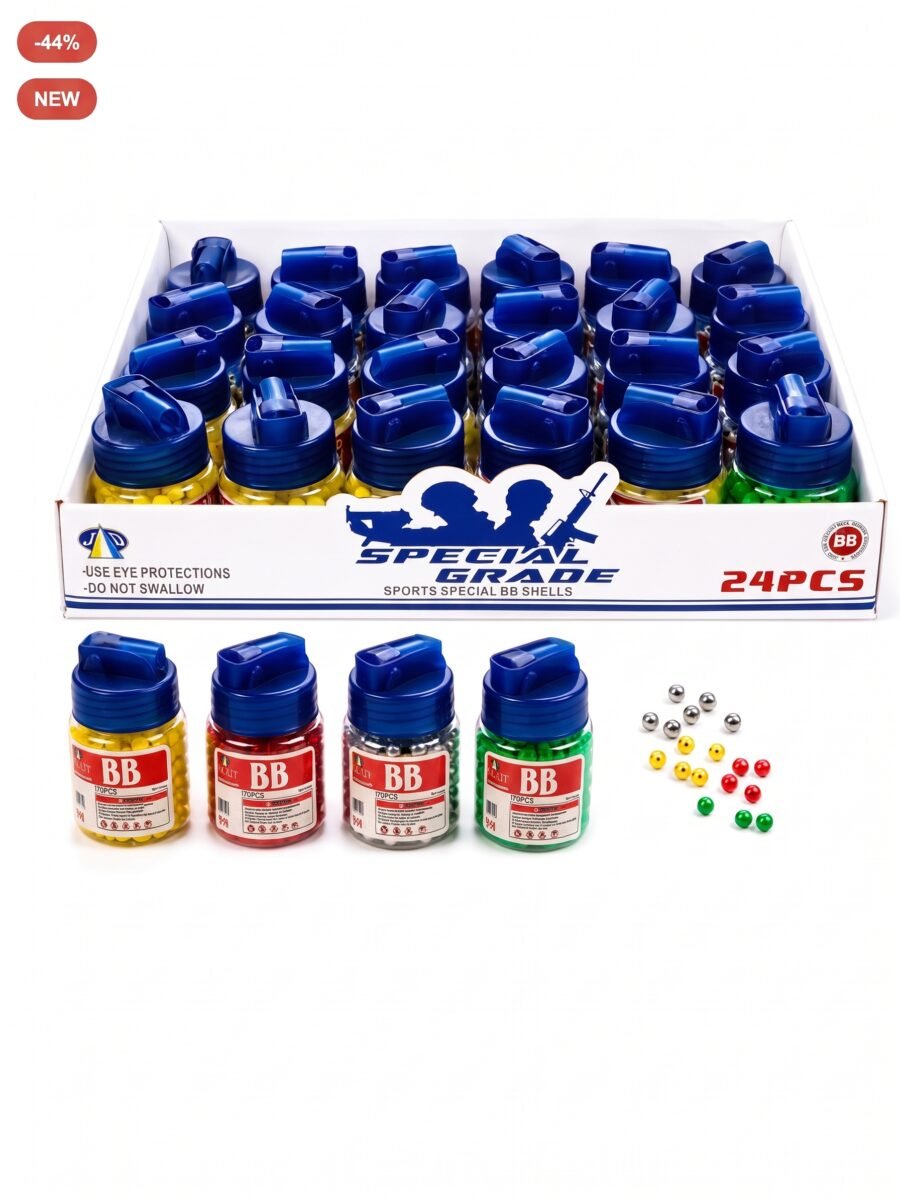 Wholesale display box containing 24 bottles of Special Grade BB shells with new and sale badges