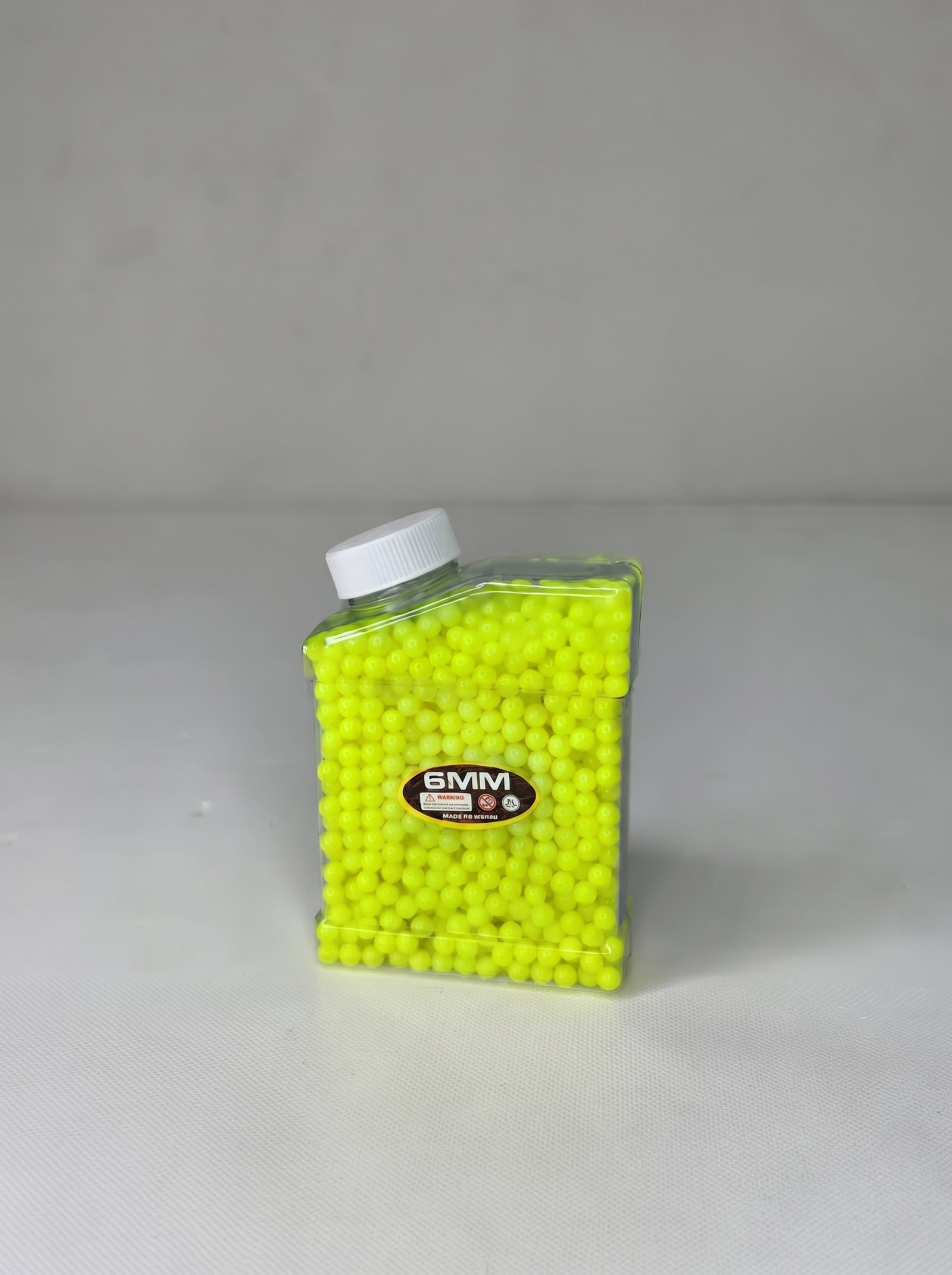 1500-rounds-solid-yellow-beads-front 1500 Rounds Solid yellow Water Beads 6mm Bottle Front View