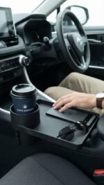 Black durable car cup holder and organizer tray main view
