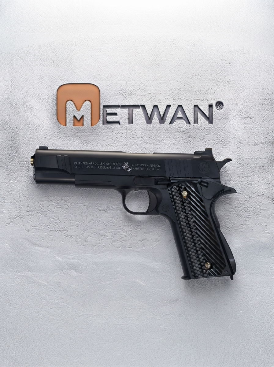 Full view of black COLT'S HARTFORD tactical gel blaster toy pistol