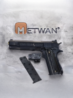Black COLT'S HARTFORD tactical gel blaster pistol with laser, detached magazine, and free steel ammo