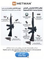 Detailed infographic illustrating the technical features and internal parts of the M16 tactical rifle.