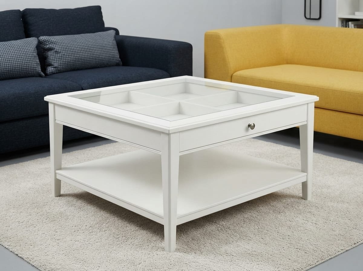 used-white-coffee-table-as-is-section طاولة قهوة خشبية بيضاء مستعملة