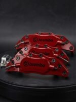 ⁦طقم أغطية كاليبر فرامل Brembo Racing ألمنيوم مع قواعد مخصصة بنوع السيارة لون أحمر⁩ - الصورة ⁦2⁩