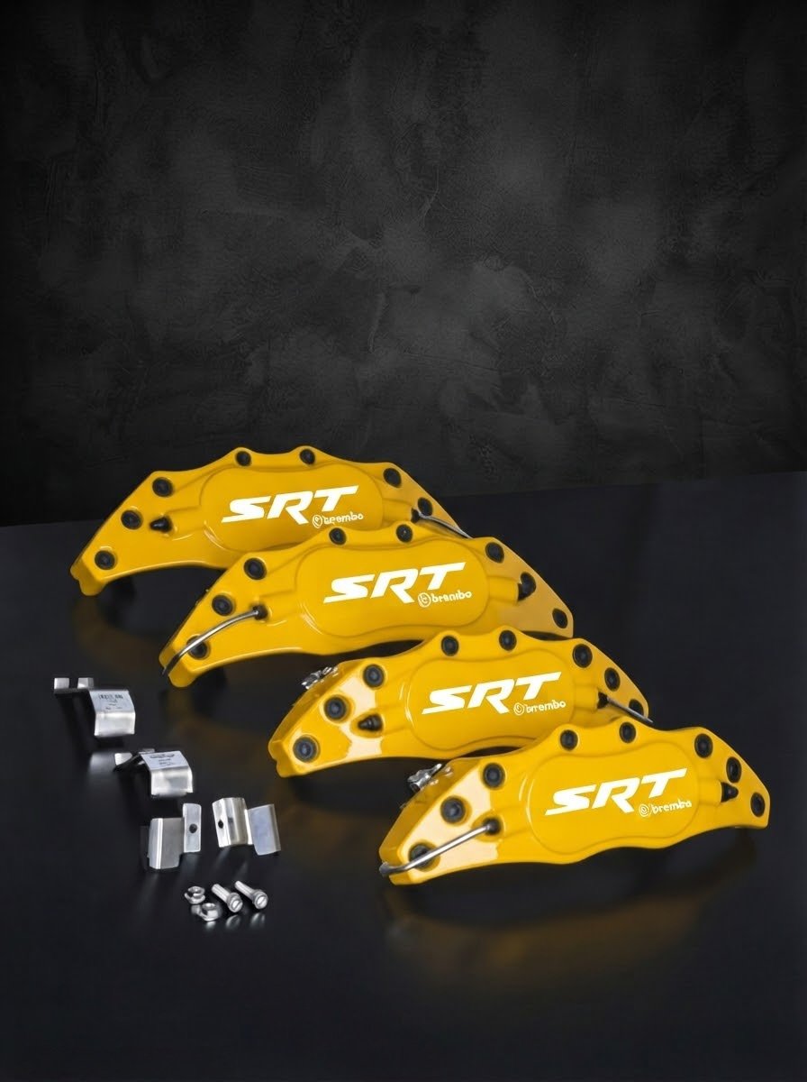 طقم أغطية كاليبر فرامل SRT Brembo ألمنيوم مع قواعد ل دودج تشارجر وتشالنجر وكرايسلر 300C لون أصفر
