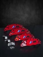 طقم أغطية كاليبر فرامل BMW M Power ألمنيوم مع قواعد مخصصة بنوع السيارة لون أحمر