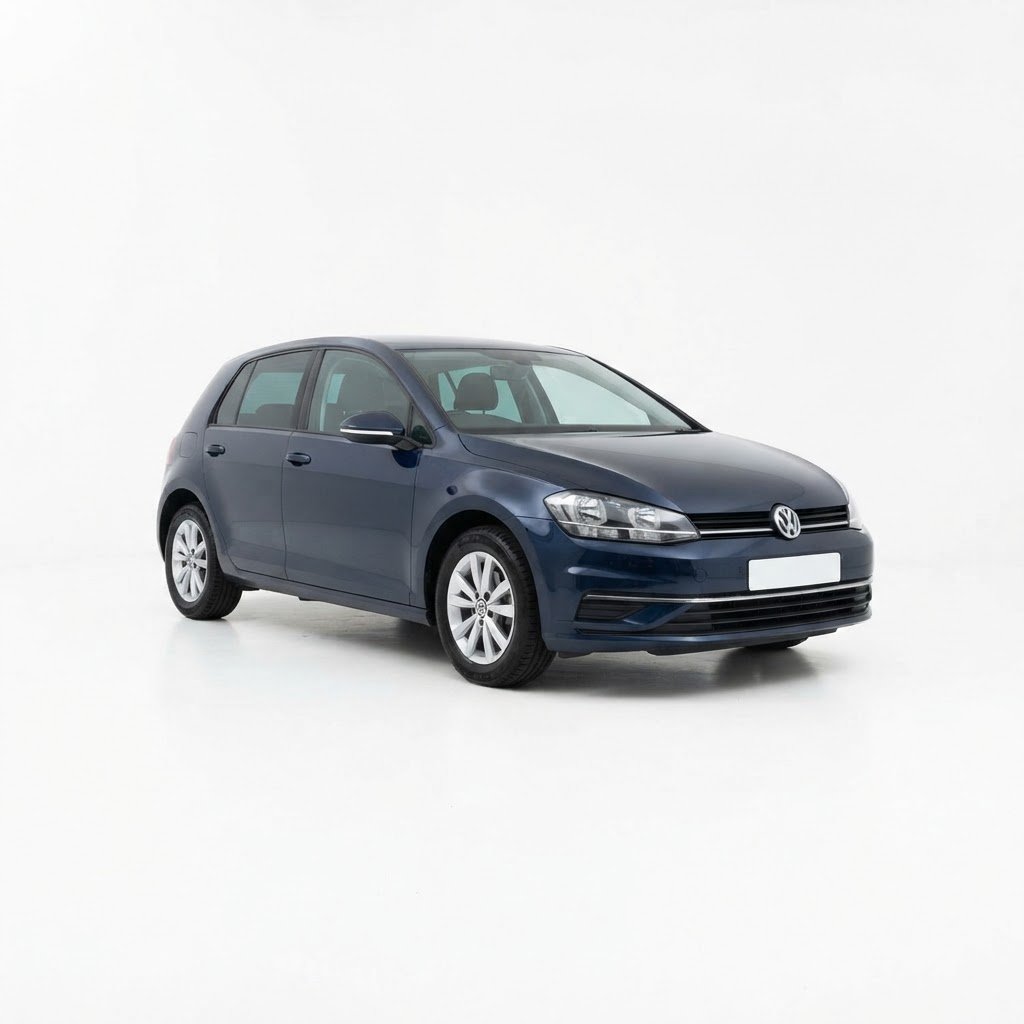 A clean modern used car parked against a pure white background representing the used cars category
