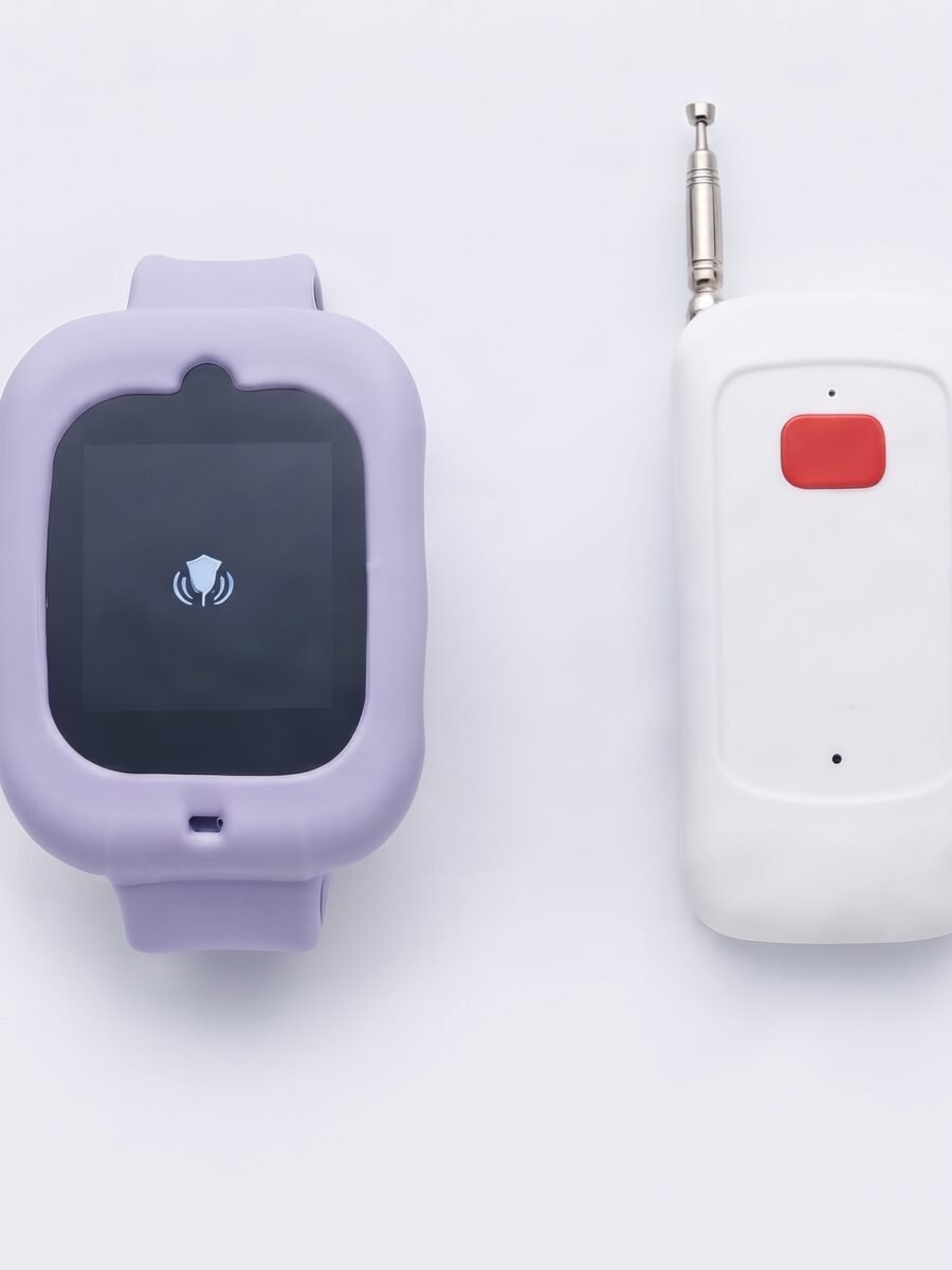 Wireless caregiver call watch with emergency button front view